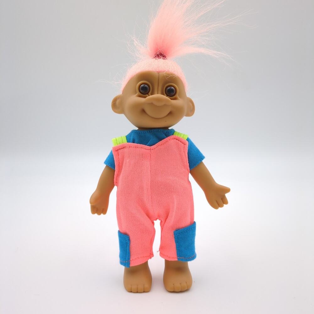 Russ Troll Dolls Lot of 3 Pink Purple Green Hair 4.5" Vintage Aerobic Neon - Picture 4 of 6
